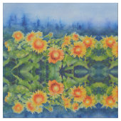 ヒマワリ畑絵画水色 ファブリック (クローズアップ)