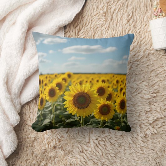 ヒマワリ畑 クッション (ブランケット)