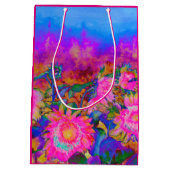 ヒマワリ畑_ピンク ミディアムペーパーバッグ (裏面)