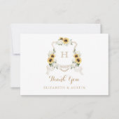 ヒマワリ白あじさい結婚の紋章 サンキューカード (正面)