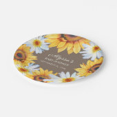 ヒマワリ白いデイジー茶色の赤ちゃんシャワー ペーパープレート (アングル)