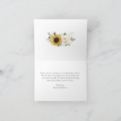ヒマワリ白い花素朴緑結婚色 サンキューカード (内部)