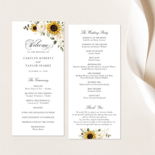 ヒマワリ白い花素朴緑結婚色 プログラム