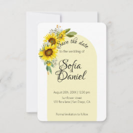 ヒマワリ白デイジーのアーチエレガント写真 セーブザデート