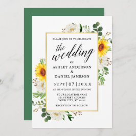 ヒマワリ白フローラ結婚書道 招待状