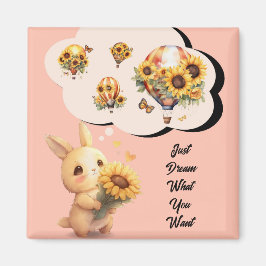 ヒマワリ磁石付きベビーウサギ マグネット