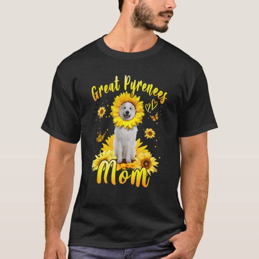 ヒマワリ素晴らしピレネー母マドッグマザーの日 Tシャツ (正面)