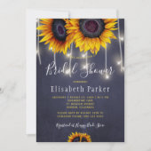 ヒマワリ素朴なストリングライトシックなブライダルシャワー 招待状 (正面)