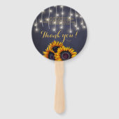 ヒマワリ素朴なネイビーシャルボード結婚式の引き出物 ハンドファン (裏面)