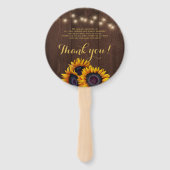 ヒマワリ素朴な茶色のバーンドウッド結婚式の引き出物 ハンドファン (裏面)