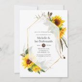 ヒマワリ素朴の幾何学的な花嫁昼食会 招待状 (正面)