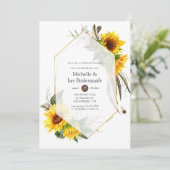 ヒマワリ素朴の幾何学的な花嫁昼食会 招待状 (スタンド正面)