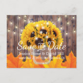 ヒマワリ素朴の瓶秋の結婚式 案内ポストカード (正面)