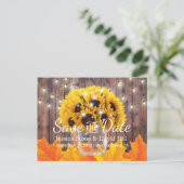 ヒマワリ素朴の瓶秋の結婚式 案内ポストカード (スタンド正面)