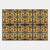 ヒマワリ素朴イエローデニムブルージーンズ ラッピングペーパーシート (正面3)