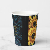 ヒマワリ素朴イエローデニムブルージーンズ 紙コップ (右)