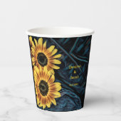 ヒマワリ素朴イエローデニムブルージーンズ 紙コップ (正面)