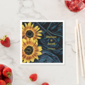 ヒマワリ素朴イエローデニムブルー結婚ジーンズ スタンダードカクテルナプキン (インサイチュ)