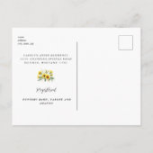 ヒマワリ素朴イエローブライダルシャワー インビテーションポストカード (裏面)