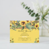 ヒマワリ素朴イエローブライダルシャワー インビテーションポストカード (スタンド正面)