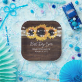 ヒマワリ素朴ウッドバーラップレース結婚ズ ペーパープレート (パーティー)