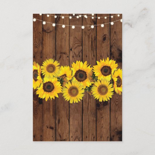 ヒマワリ素朴ウッド宿泊結婚式カード エンクロージャーカード (裏面)