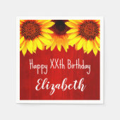 ヒマワリ素朴ウッド誕生日 スタンダードカクテルナプキン (正面)
