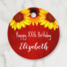 ヒマワリ素朴ウッド誕生日 フェイバータグ