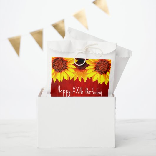 ヒマワリ素朴ウッド誕生日 フェイバーバッグ (パーティー)