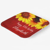 ヒマワリ素朴ウッド誕生日 ペーパープレート (傾斜あり)