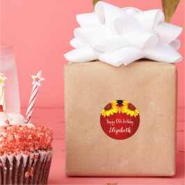 ヒマワリ素朴ウッド誕生日 ラウンドシール