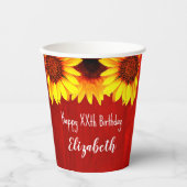 ヒマワリ素朴ウッド誕生日 紙コップ (正面)