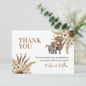 ヒマワリ素朴カウベビーシャワーサンキューカード 招待状 (スタンド正面)