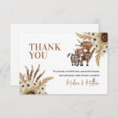 ヒマワリ素朴カウベビーシャワーサンキューカード 招待状 (正面/裏面)