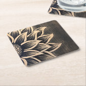 ヒマワリ素朴コースター スクエアペーパーコースター (アングル)