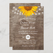 ヒマワリ素朴ストリングライトヴィンテージウェディング 招待状 (正面/裏面)