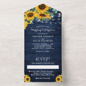 ヒマワリ素朴ストリングラ結婚イト オールインワン招待状 (内側)