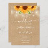 ヒマワリ素朴ストリングラ結婚イト 招待状 (正面/裏面)