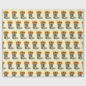 ヒマワリ素朴ス柄のカウボーイブーツ ラッピングペーパー (フラット)