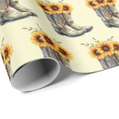 ヒマワリ素朴ス柄のカウボーイブーツ ラッピングペーパー (ロールコーナー)