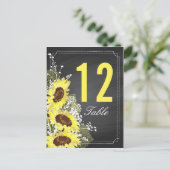 ヒマワリ素朴ズ結婚のテーブルカード ポストカード (スタンド正面)