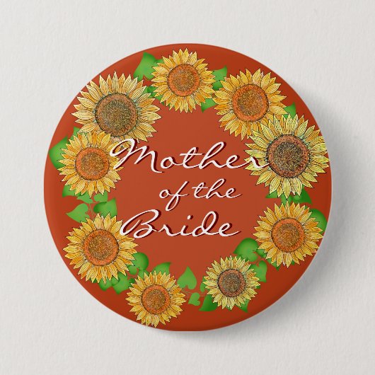ヒマワリ素朴テラコッタ嫁の母 缶バッジ (正面)