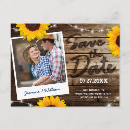 ヒマワリ素朴フォトウッドウェディング 案内ポストカード