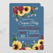 ヒマワリ素朴フローラ誕生日パーティーの招待 招待状 (正面/裏面)