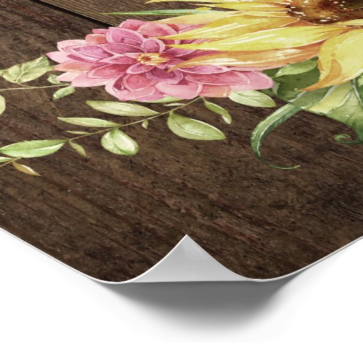 ヒマワリ素朴ーで結婚式 ポスター (角)