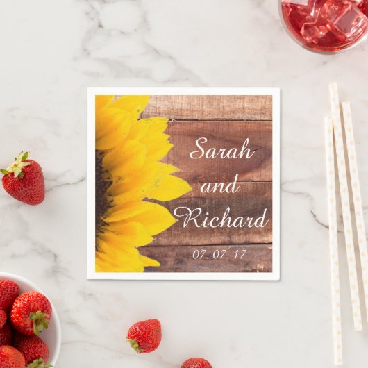 ヒマワリ素朴ーの結婚紙ナプキン スタンダードカクテルナプキン (インサイチュ)