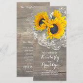 ヒマワリ素朴ーウッドレース結婚式 プログラム (正面/裏面)