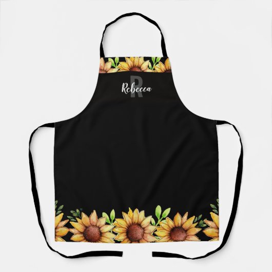 ヒマワリ素朴ーカスタムモノグラム エプロン (正面)
