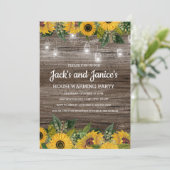 ヒマワリ素朴ーズウッドストリングライト引っ越し祝いパーティー 招待状 (スタンド正面)
