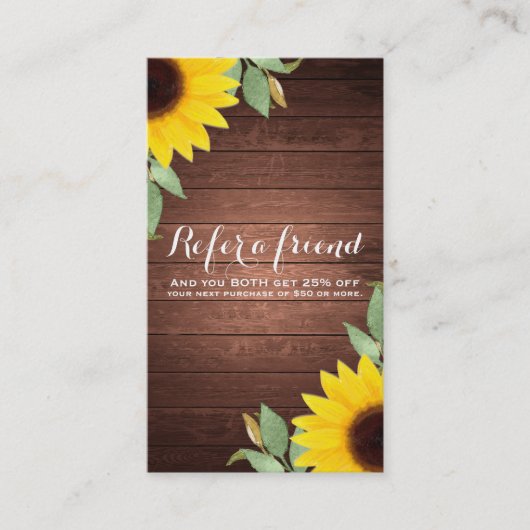 ヒマワリ素朴ーハニーウッドシック友人を参照 紹介カード (正面)